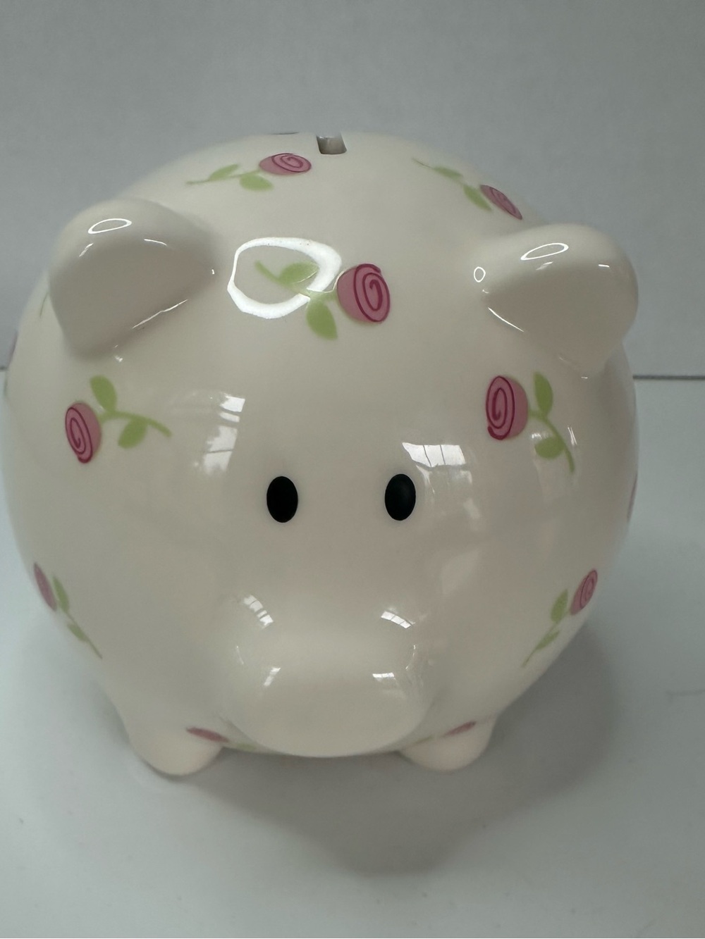 Stephan Baby First Piggy Bank with Pink Rose Motif